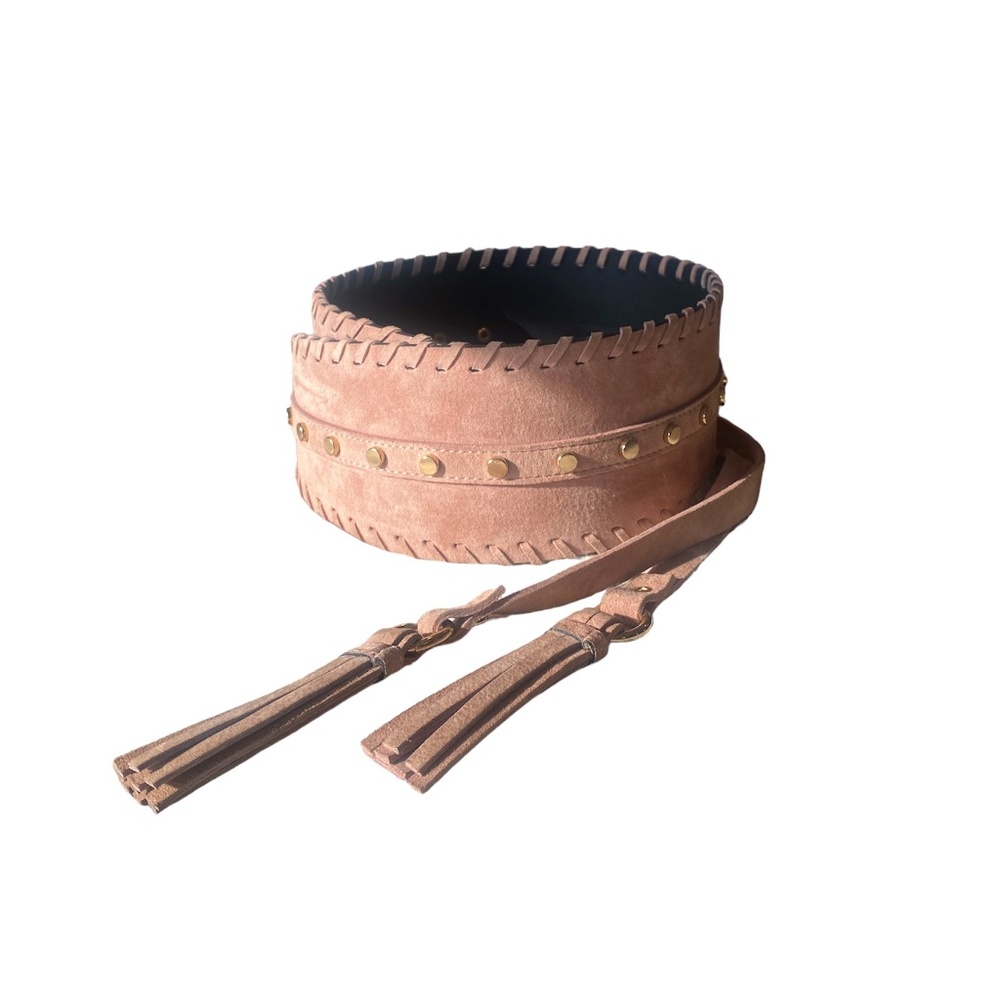 BCBG Studded Leather/Suede Wrap  Belt